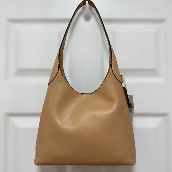 Coach Brooklyn 28 Shoulder Bag Natural Tan Brass Leather NWT - Picture 1 of 10